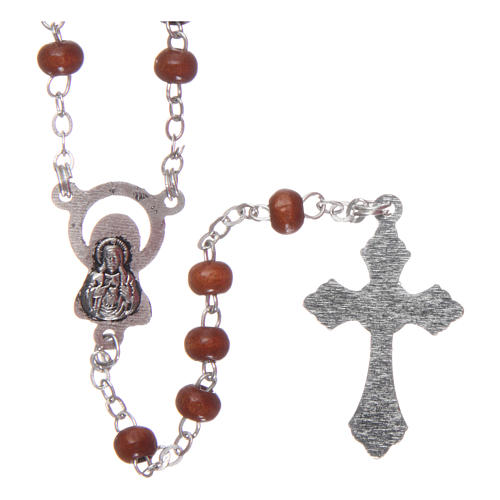 Rosary in wood 1x2 mm grains, natural colour 2