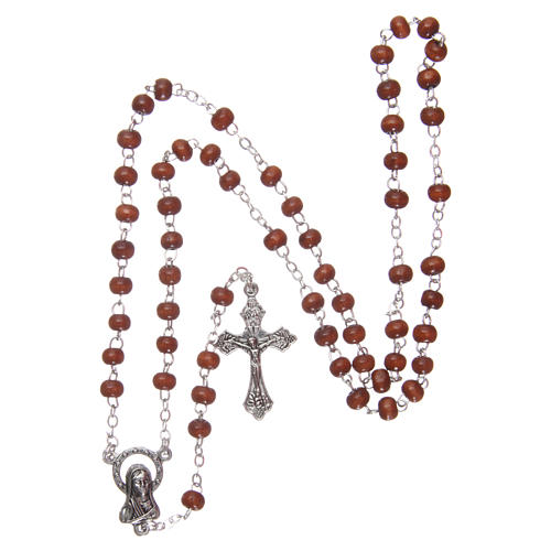 Rosary in wood 1x2 mm grains, natural colour 4