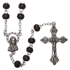 Rosary in wood 2x3 mm grains, dark brown