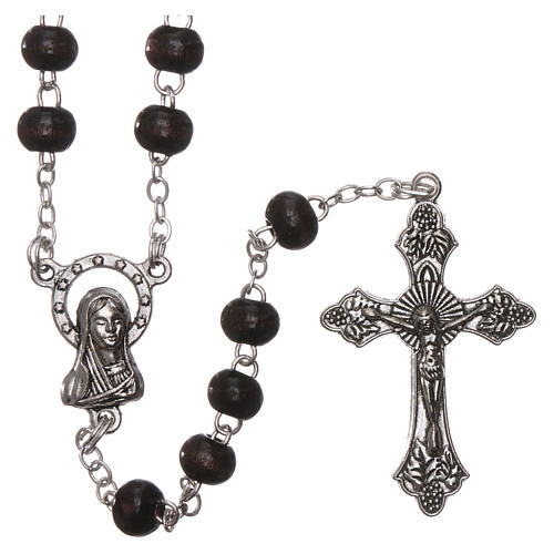 Rosary in wood 2x3 mm grains, dark brown 1