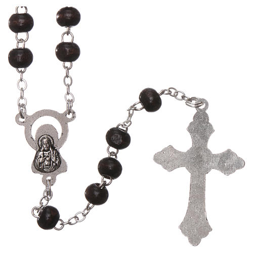 Rosary in wood 2x3 mm grains, dark brown 2