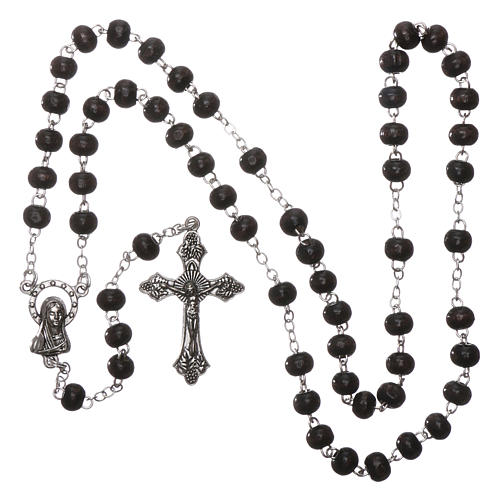 Rosary in wood 2x3 mm grains, dark brown 4