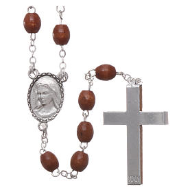 Rosary in wood 4x3 mm grains, natural colour