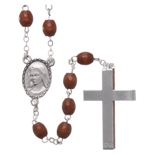 Rosary in wood 4x3 mm grains, natural colour 2