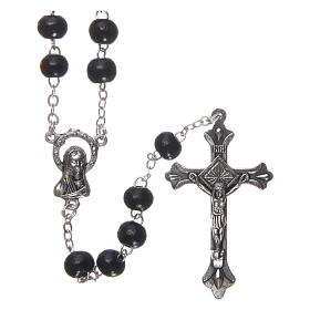 Rosary in wood 3x4 mm grains, black