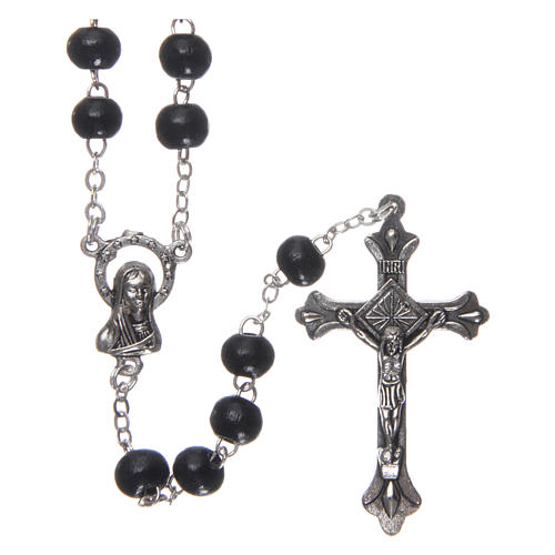 Rosary in wood 3x4 mm grains, black 1