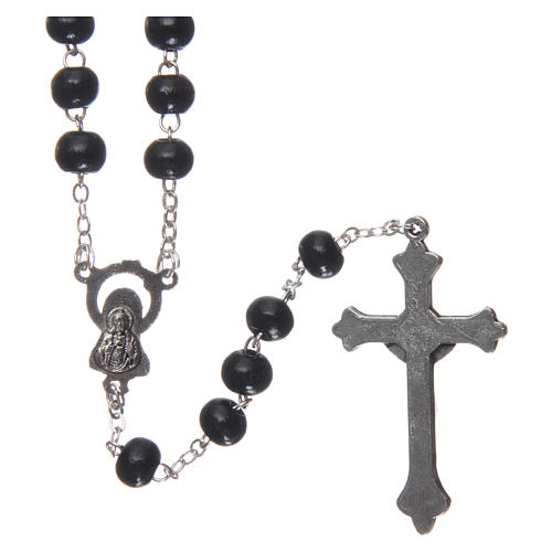 Rosary in wood 3x4 mm grains, black 2