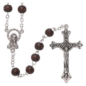 Rosary in wood 3x4 mm grains, dark brown