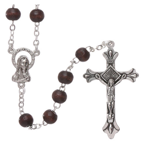 Rosary in wood 3x4 mm grains, dark brown 1