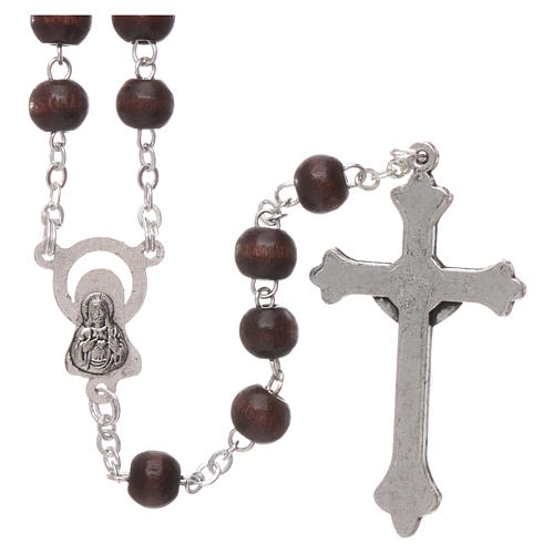Rosary in wood 3x4 mm grains, dark brown 2