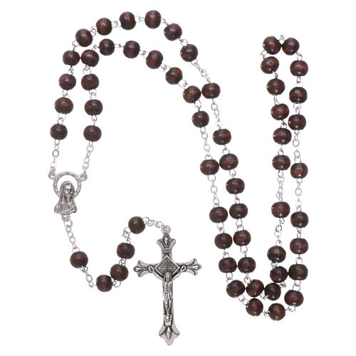 Rosary in wood 3x4 mm grains, dark brown 4