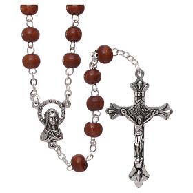 Rosary in wood 3x4 mm grains, natural colour