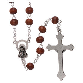 Rosary in wood 3x4 mm grains, natural colour