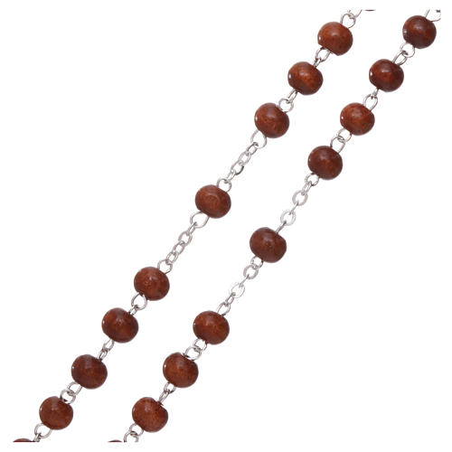 Rosary in wood 3x4 mm grains, natural colour 3
