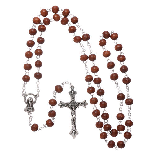 Rosary in wood 3x4 mm grains, natural colour 4