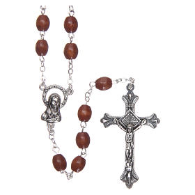 Rosary in wood 4x3 mm grains, natural wood