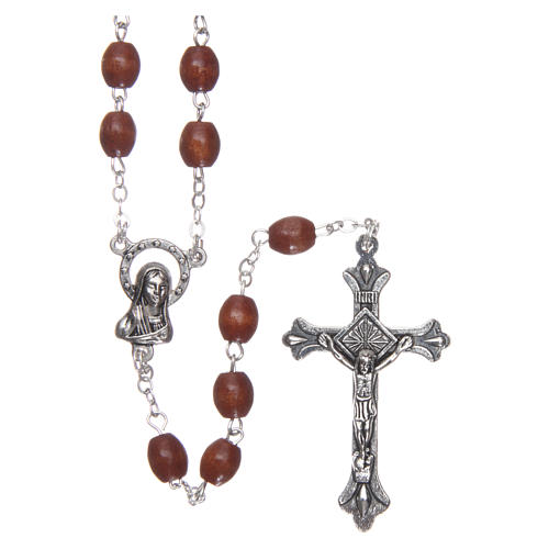 Rosary in wood 4x3 mm grains, natural wood 1