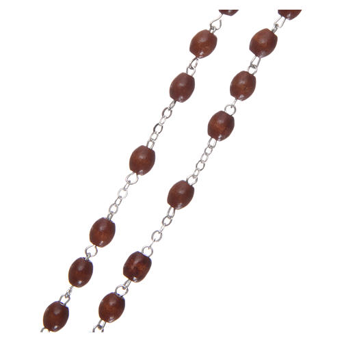 Rosary in wood 4x3 mm grains, natural wood 3