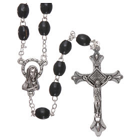 Rosary in wood 4x6 mm grains, black