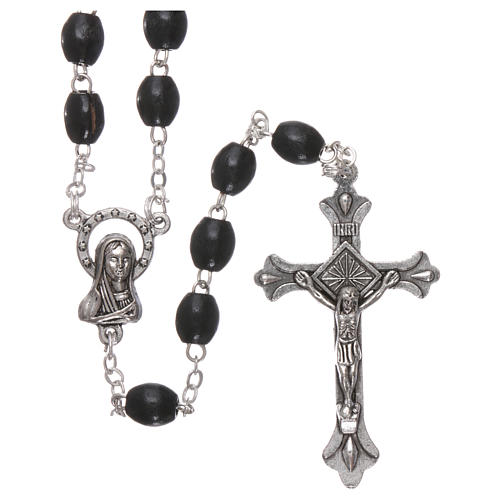 Rosary in wood 4x6 mm grains, black 1