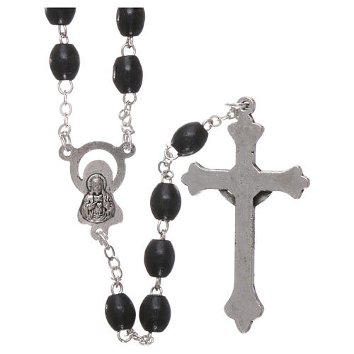 Rosary in wood 4x6 mm grains, black 2