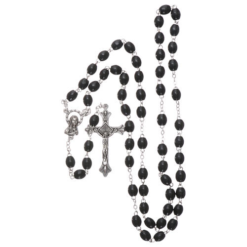 Rosary in wood 4x6 mm grains, black 4