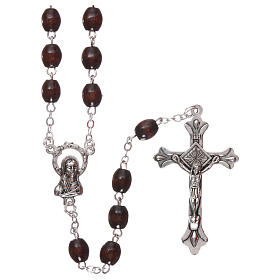 Rosary in wood 4 mm grains, dark brown
