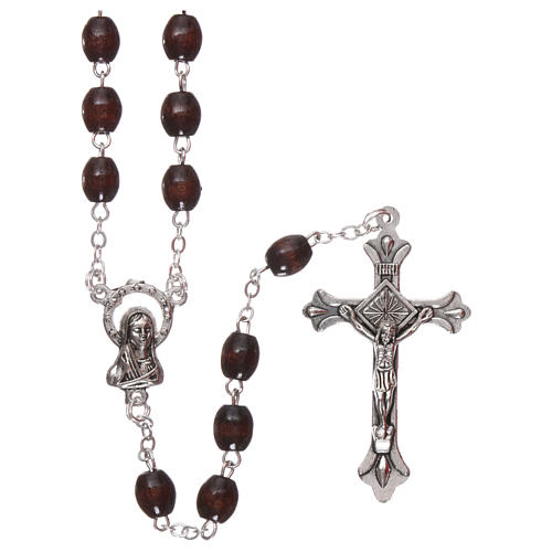 Rosary in wood 4 mm grains, dark brown 1