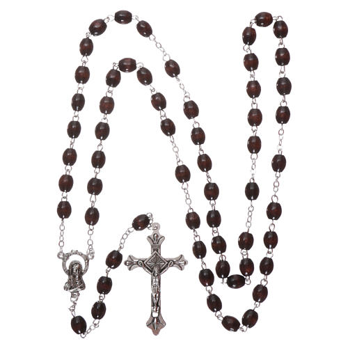 Rosary in wood 4 mm grains, dark brown 4