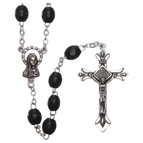 Rosary in wood 6x7 mm grains, black 1
