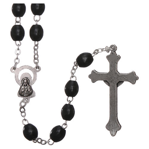 Rosary in wood 6x7 mm grains, black 2