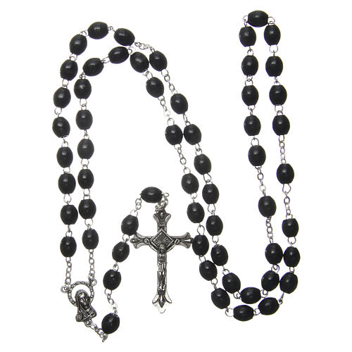 Rosary in wood 6x7 mm grains, black 4