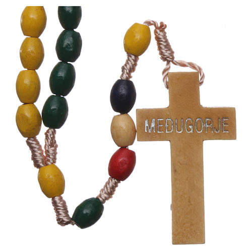 Missionsrosenkranz Holz und Seidenband oval Perlen 2