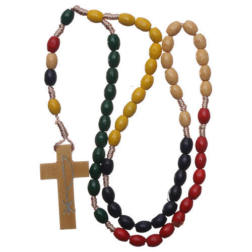 Missionary rosary with wood grains and silk setting 4