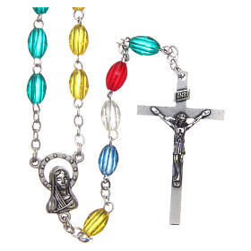 Oval missionary rosary in multicoloured plastic 8x5 mm
