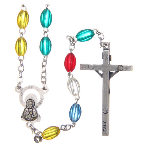 Oval missionary rosary in multicoloured plastic 8x5 mm 2