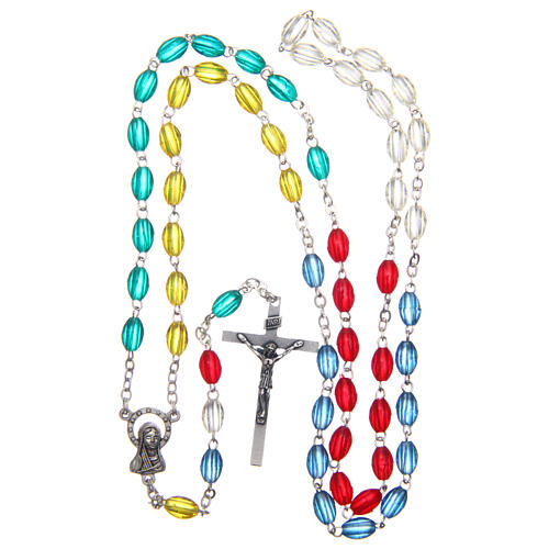 Missionary rosary multicolor plastic oval beads 8x5 mm 4