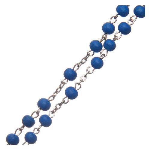 Rosenkranz blaue Holz Perlen 6mm und Metall 3