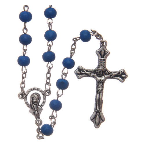 Rosary in blue wood 6 mm 1