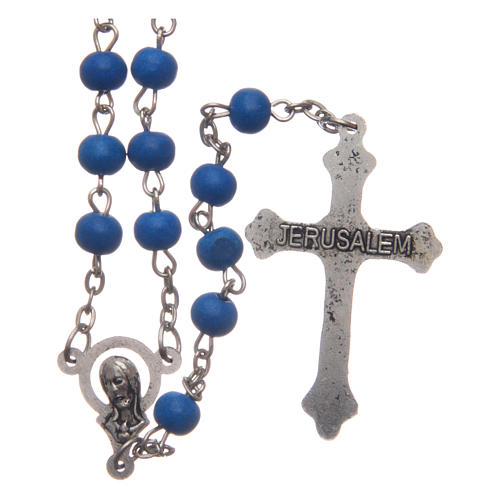 Rosary in blue wood 6 mm 2