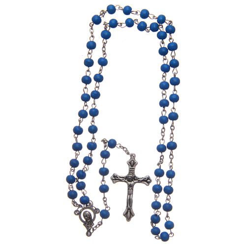 Rosary in blue wood 6 mm 4