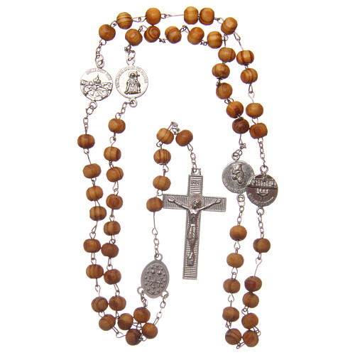 Wearable olive wood rosary 8 mm with medals 4