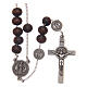 Rosary necklace Saint Benedict brown wood beads 7 mm s1