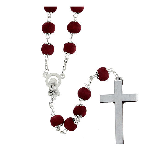 Red wooden rosary 9 mm with metal cotters 2