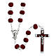 Red wooden rosary 9 mm with metal cotters s1