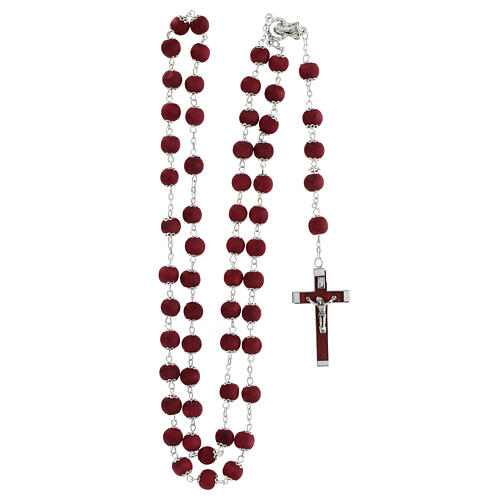 Red wood rosary 9 mm beads and metal bead caps 4