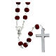 Red wood rosary 9 mm beads and metal bead caps s2