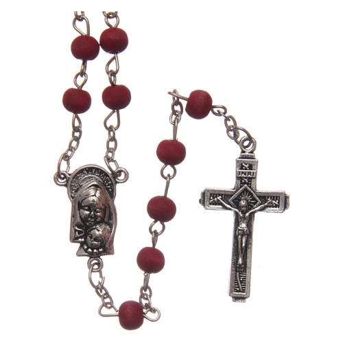 Round rosary in wood with rose petals 6 mm 1
