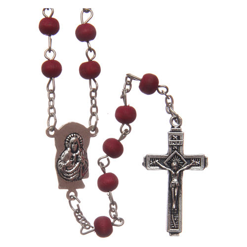 Round rosary in wood with rose petals 6 mm 2
