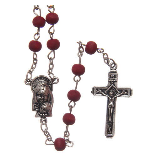 Wood rosary with round beads rose petal finish 6 mm 1